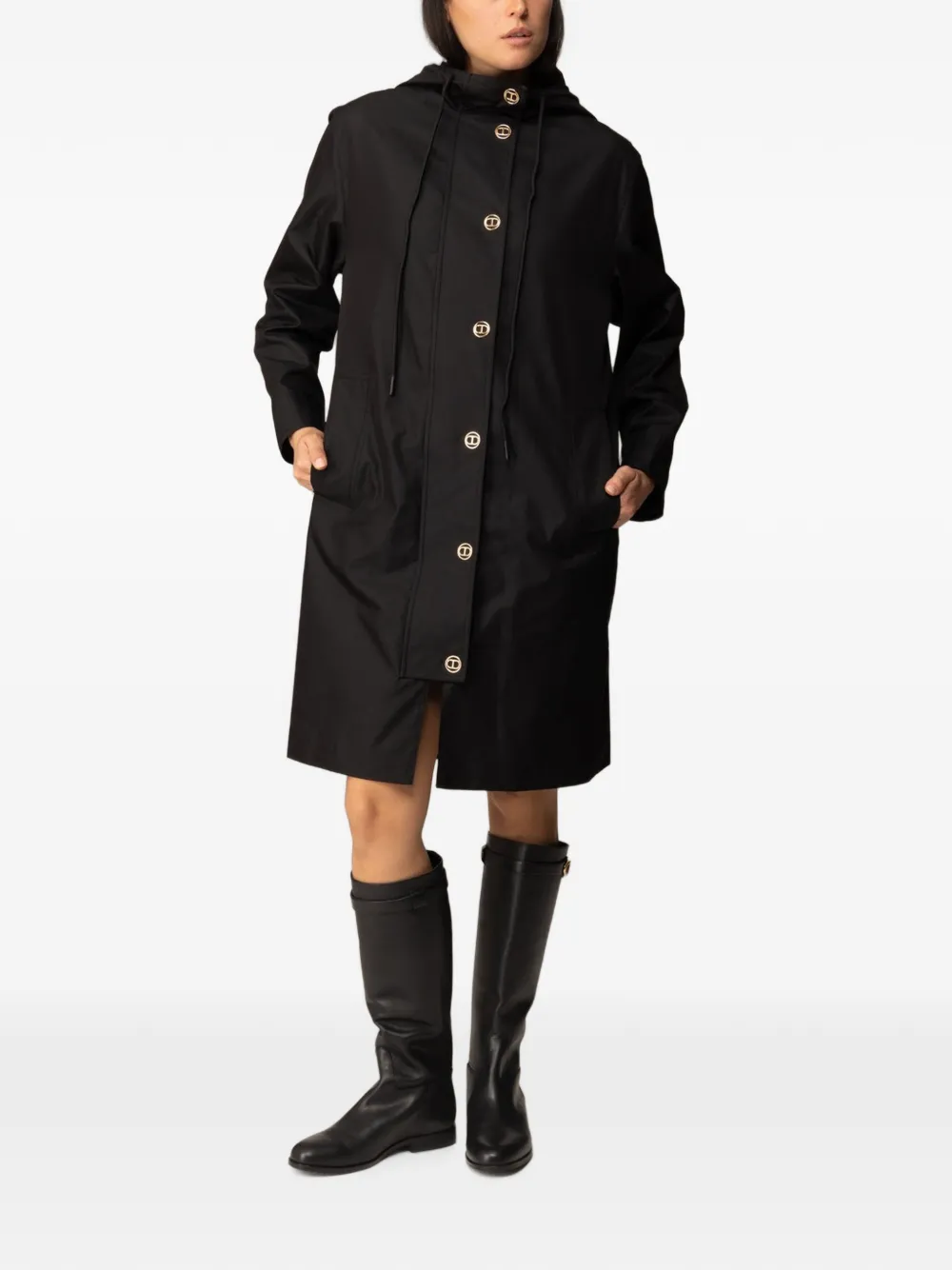 TWINSET Trenchcoat met capuchon Zwart