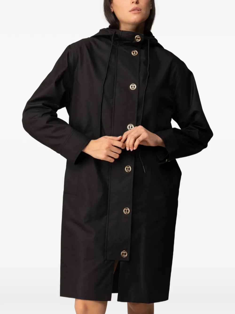 TWINSET Trenchcoat met capuchon Zwart