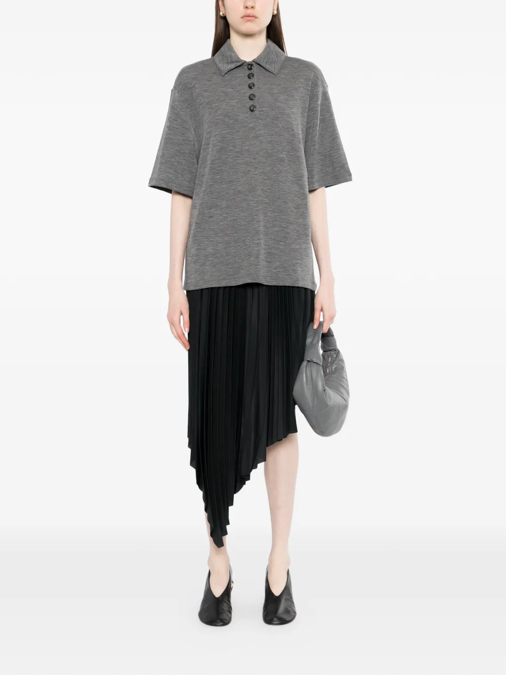  Róhe Knitted Polo Top - Grey 
