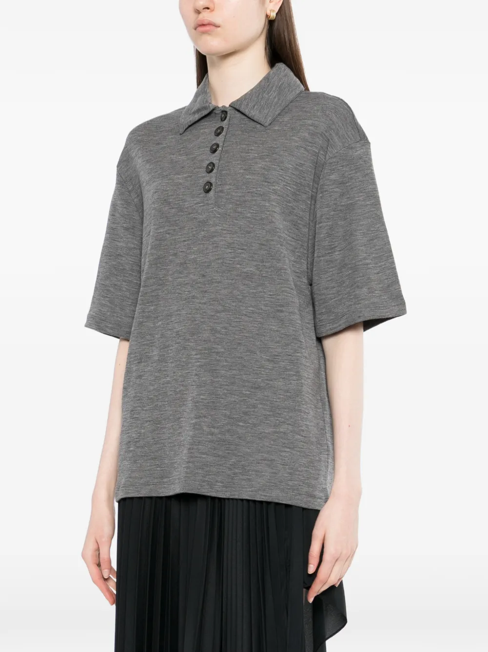  Róhe Knitted Polo Top - Grey 