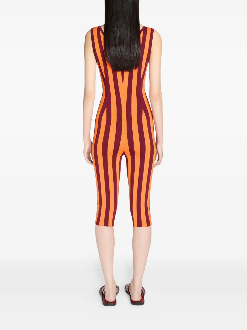  Dries Van Noten Striped Knitted Jumpsuit - Orange 