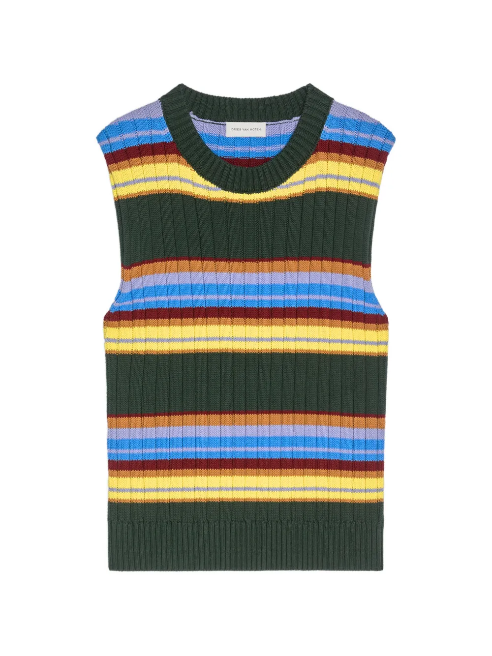 DRIES VAN NOTEN striped sleeveless vest - Verde