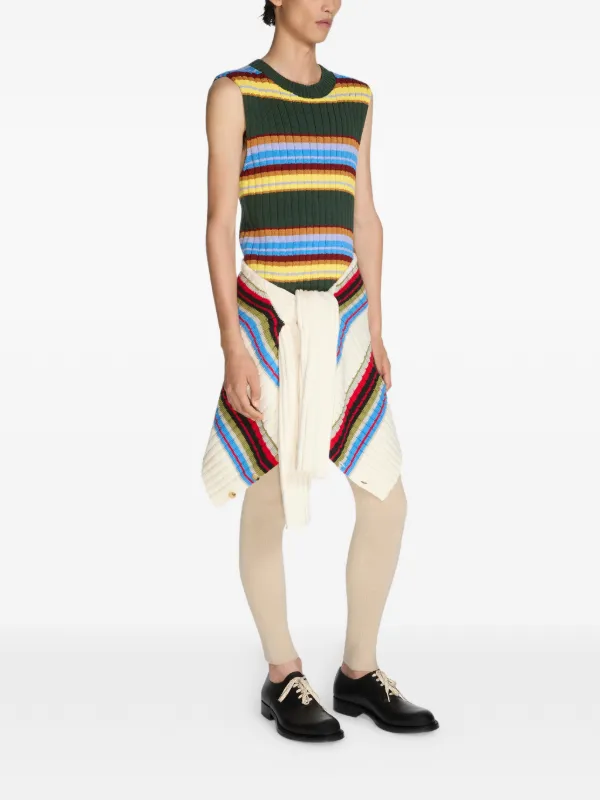 DRIES VAN NOTEN Striped Sleeveless Vest | Green | FARFETCH MY