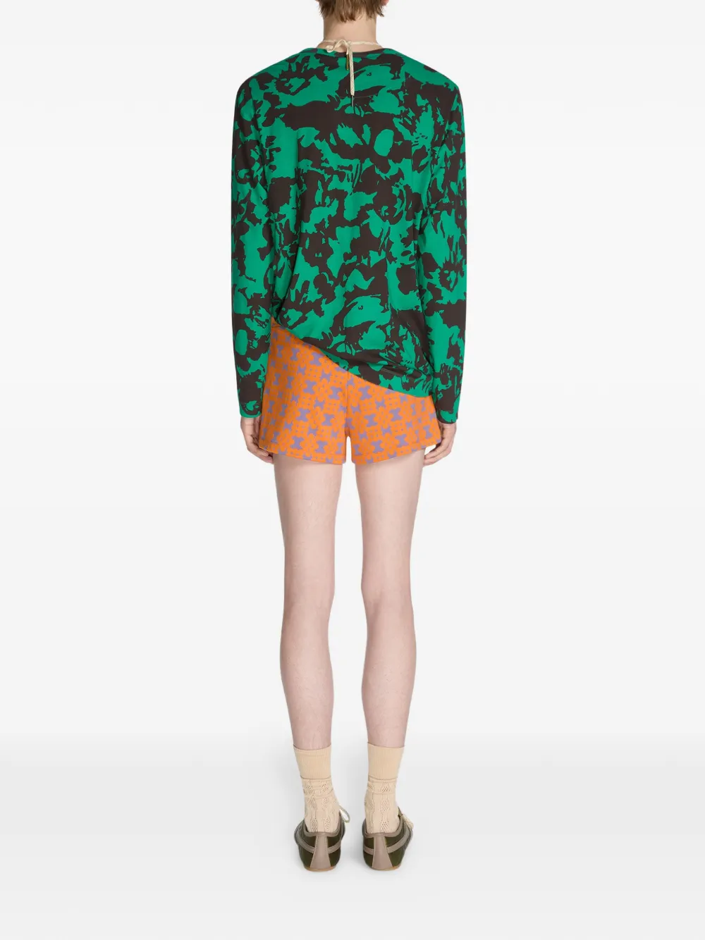 DRIES VAN NOTEN Geribbelde shorts met jacquard Goud