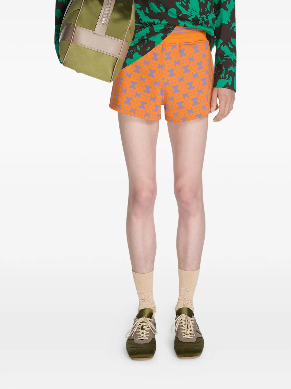 DRIES VAN NOTEN Geribbelde shorts met jacquard Goud