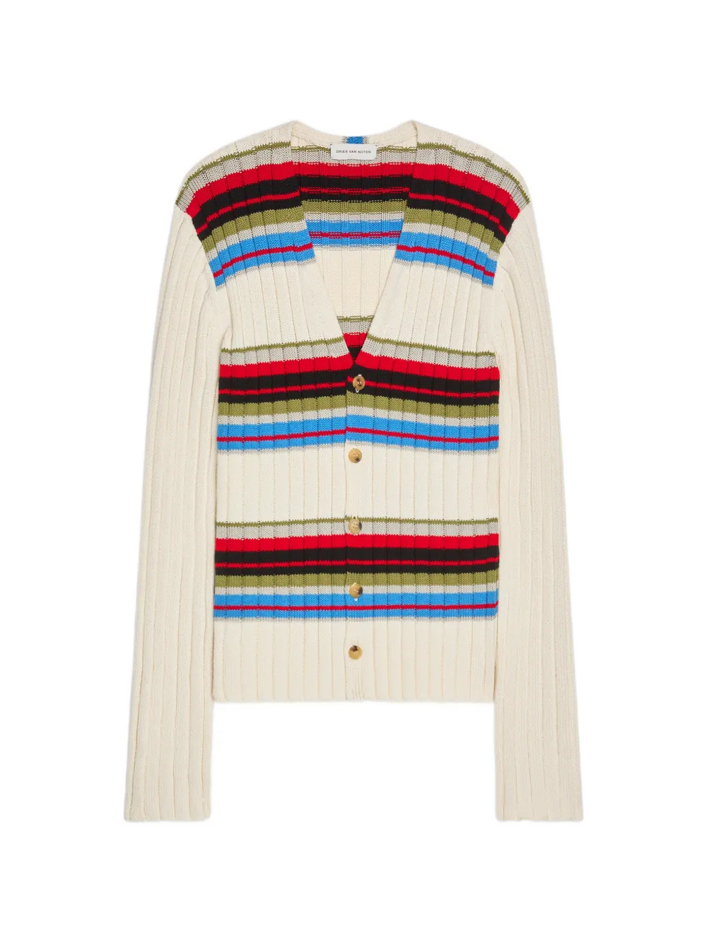 DRIES VAN NOTEN striped V-neck cardigan - Toni neutri