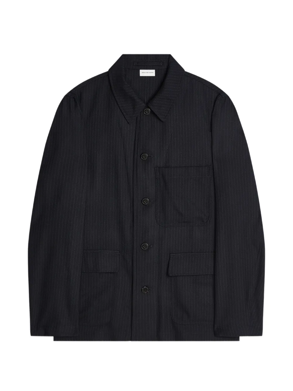 DRIES VAN NOTEN pinstripe workwear overshirt - Blu