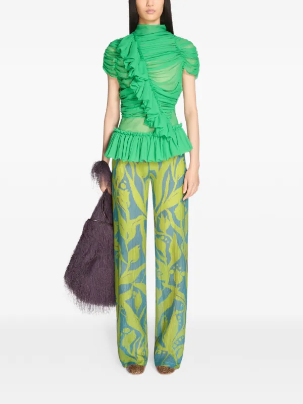 DRIES VAN NOTEN グリーンパンツ サイズ36 DRIES VAN NOTEN フローラル パンツ | グリーン | FARFETCH JP