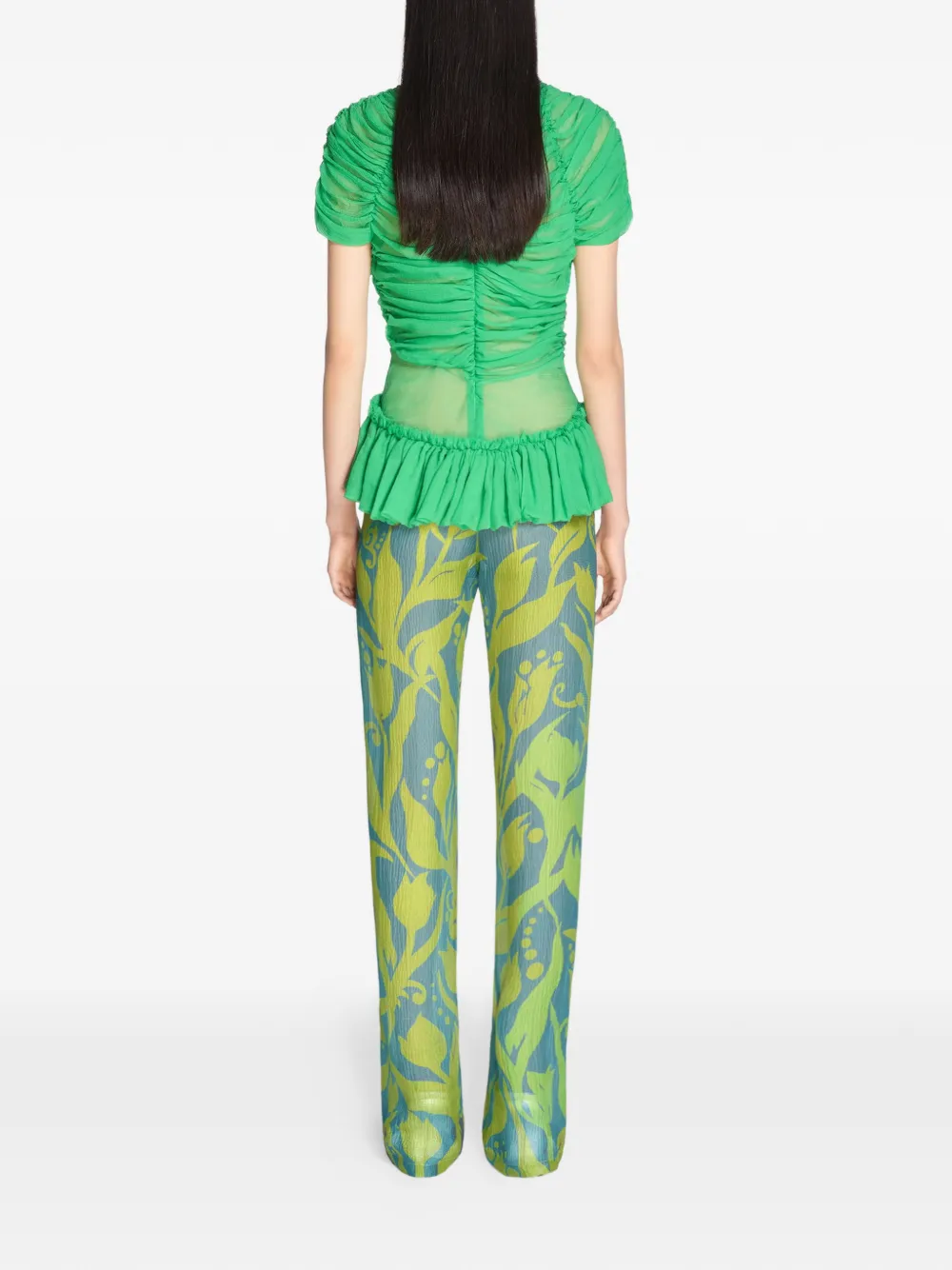 DRIES VAN NOTEN Broek met bloemenprint Groen
