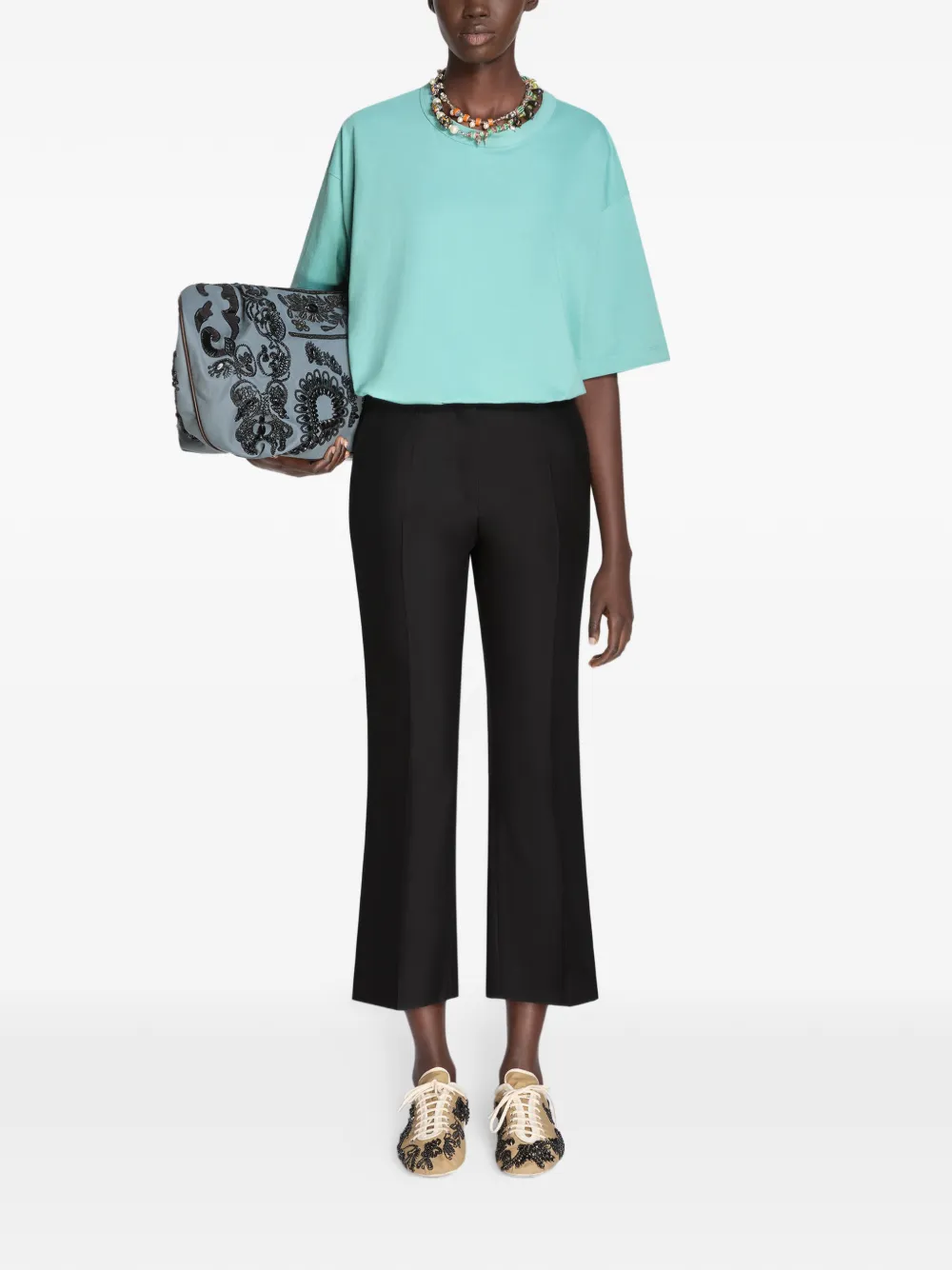  Dries Van Noten Cropped Tailored Trousers - Black 