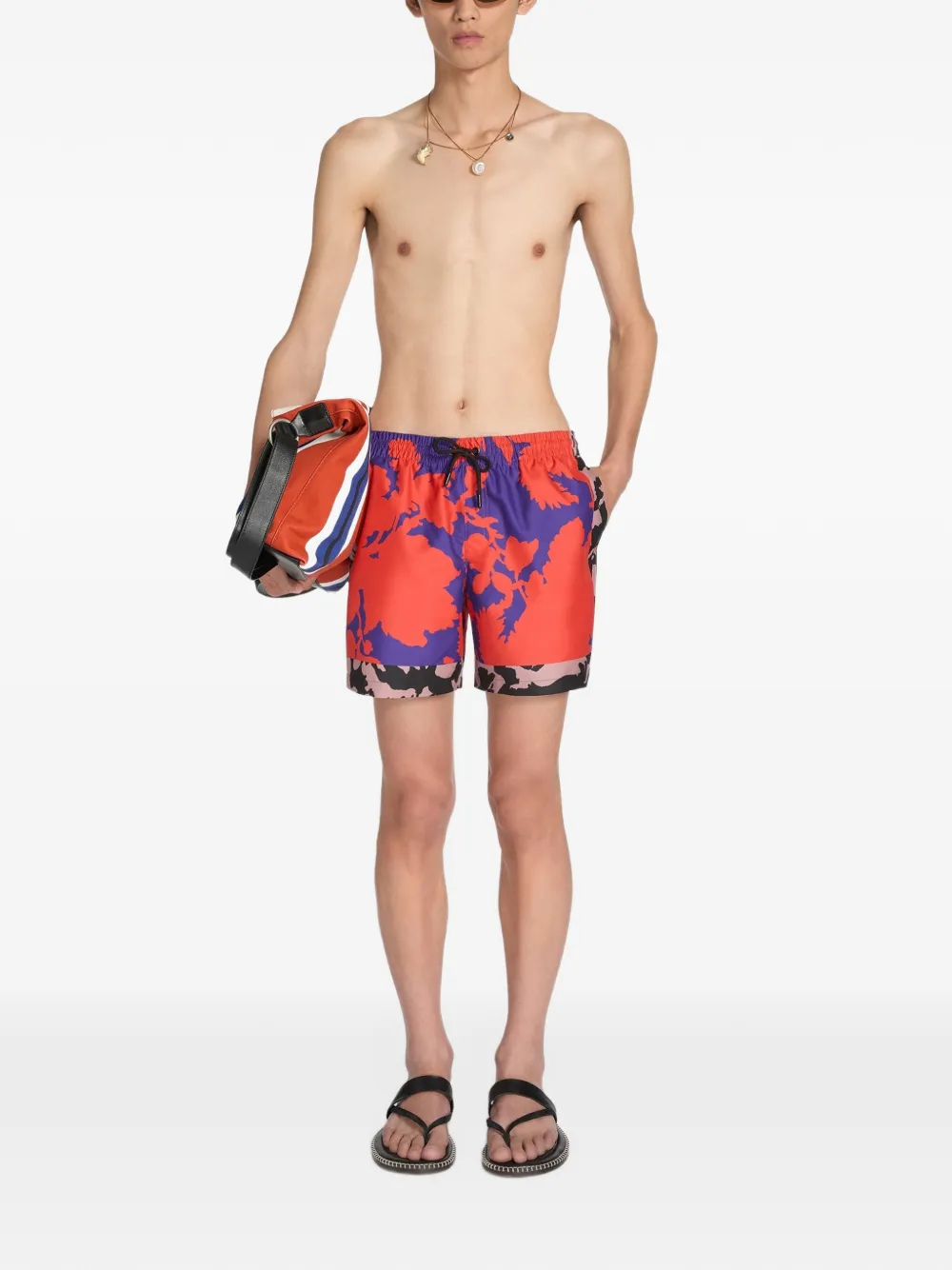 DRIES VAN NOTEN Zwembroek met print Rood