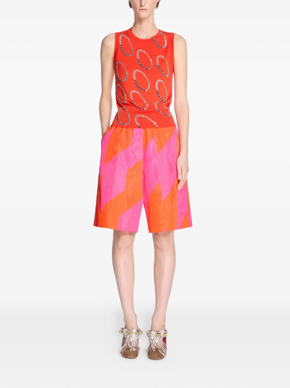  Dries Van Noten Shorts Estampados - Naranja 
