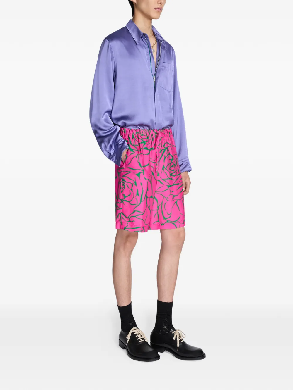  Dries Van Noten Zip-up Shirt - Purple 