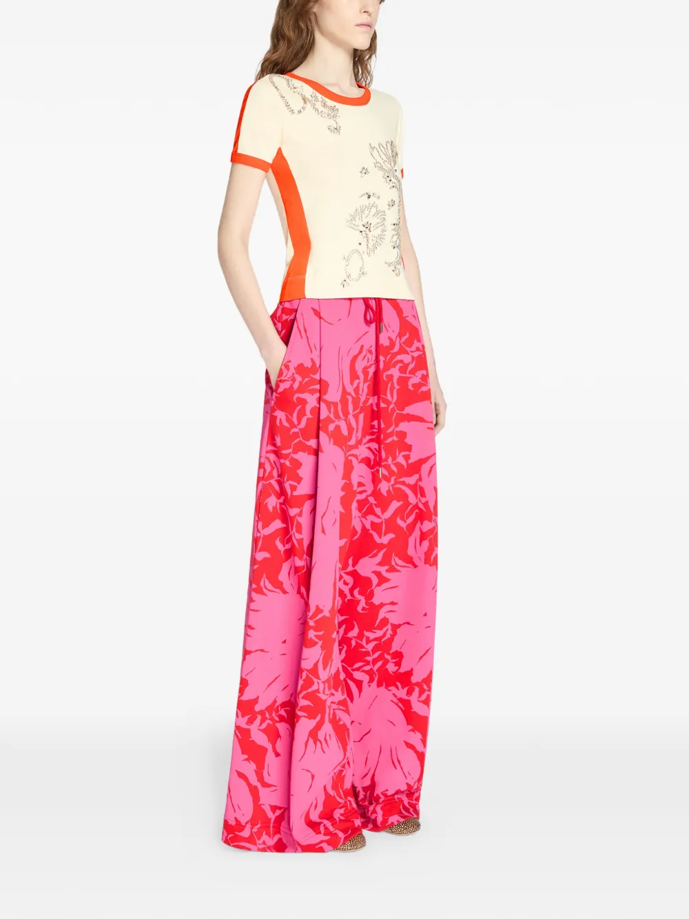  Dries Van Noten Floral Loose Trousers - Pink 