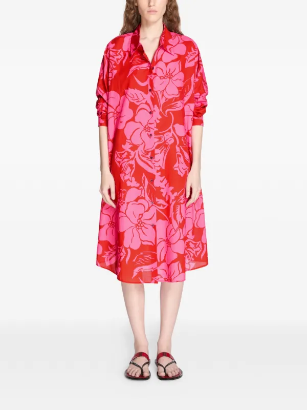 dries van noten red dress Floral slip dress in red - Dries Van Noten