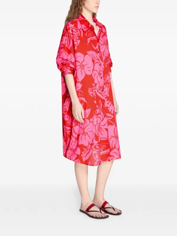 dries van noten floral midi dress Dries Van Noten - Women - Cotton Shirt Dress - Fuchsia