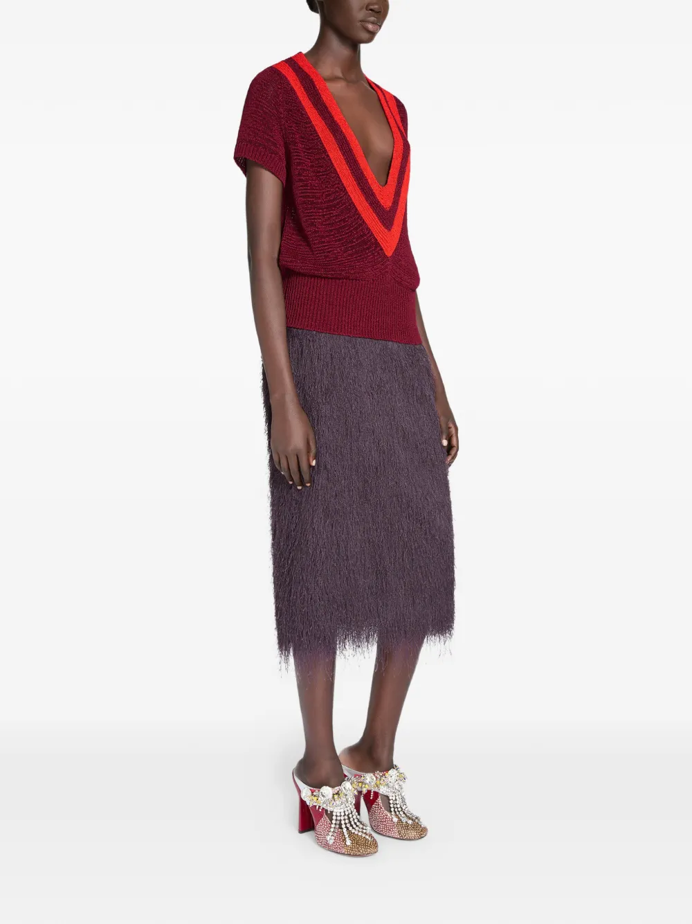  Dries Van Noten Fringed Midi Skirt - Purple 