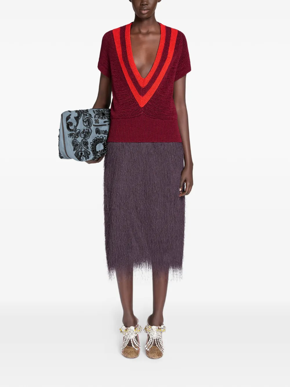  Dries Van Noten Fringed Midi Skirt - Purple 