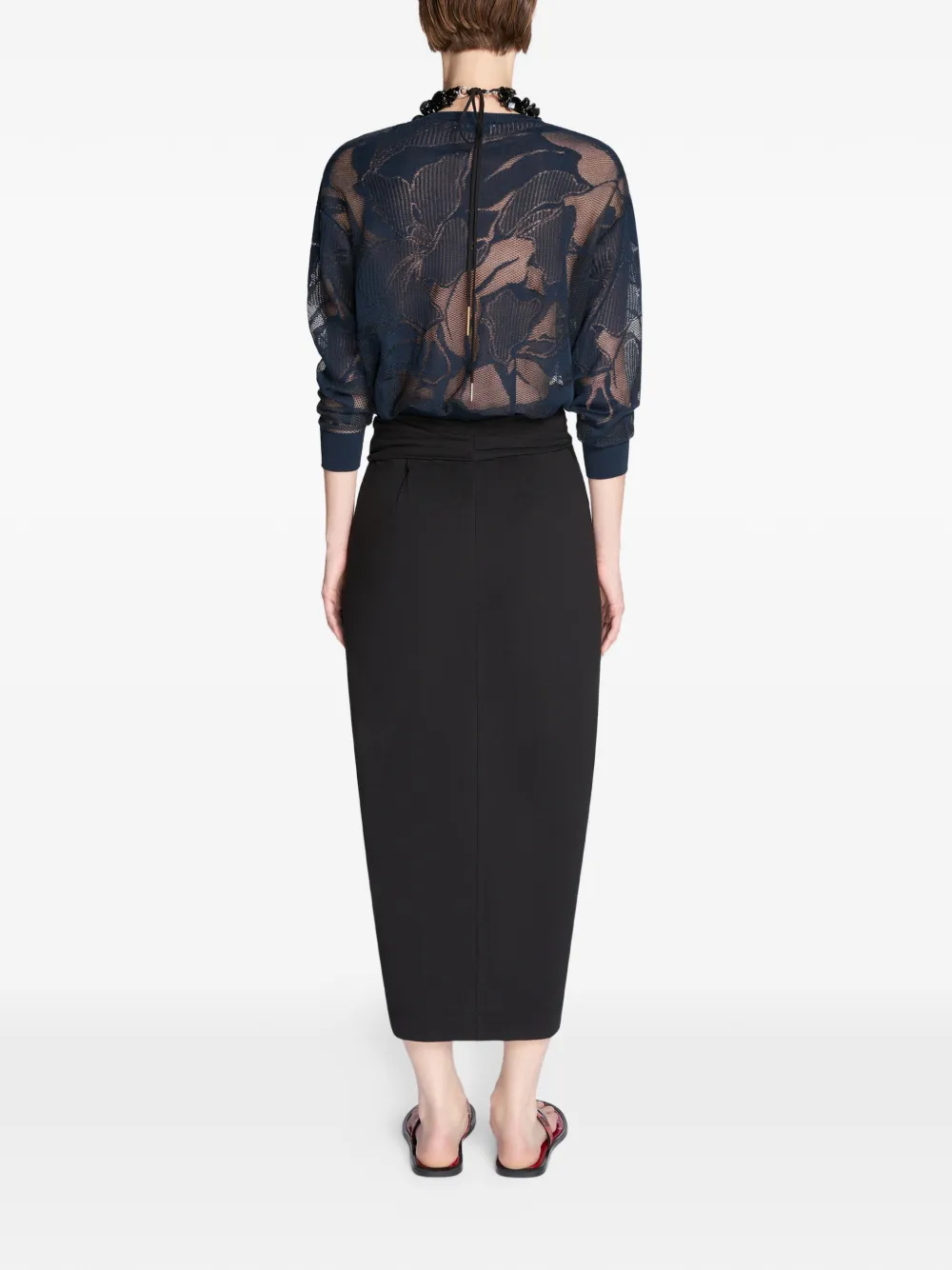 DRIES VAN NOTEN Jersey midi-rok met geknoopt detail Zwart