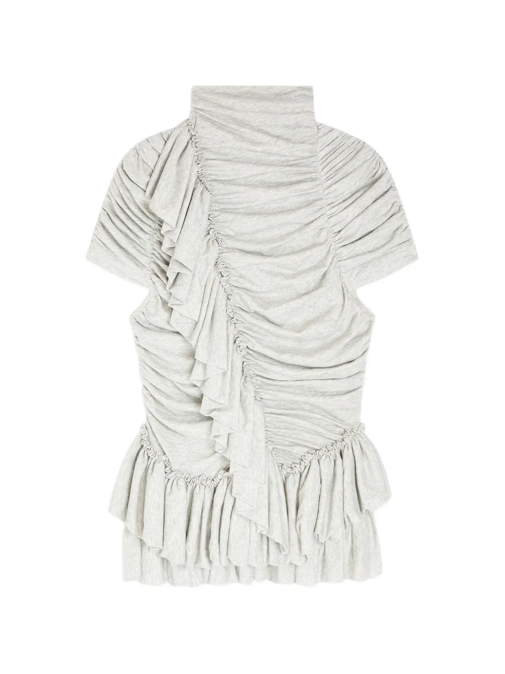 DRIES VAN NOTEN Top a collo alto con ruches - Grigio