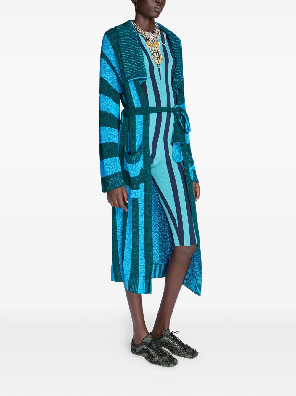  Dries Van Noten Belted Cardigan - Blue 