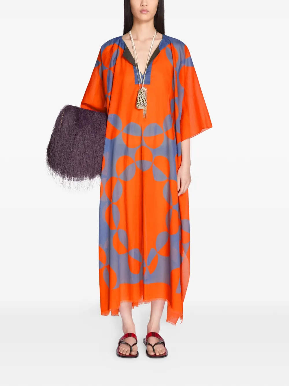  Dries Van Noten Printed Kaftan - Orange 