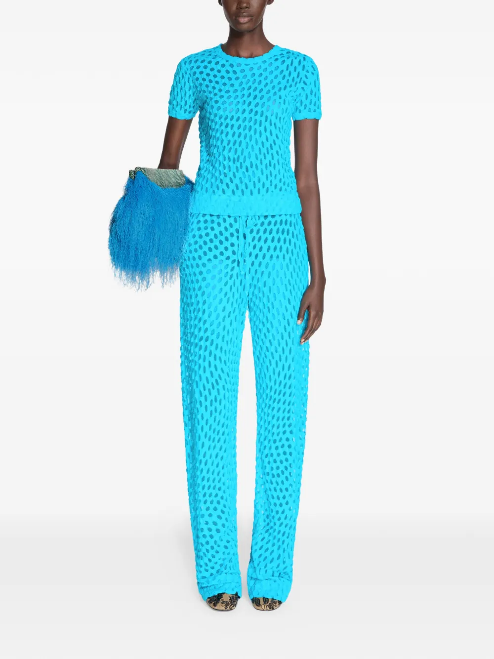 DRIES VAN NOTEN Jersey broek met trekkoord Blauw