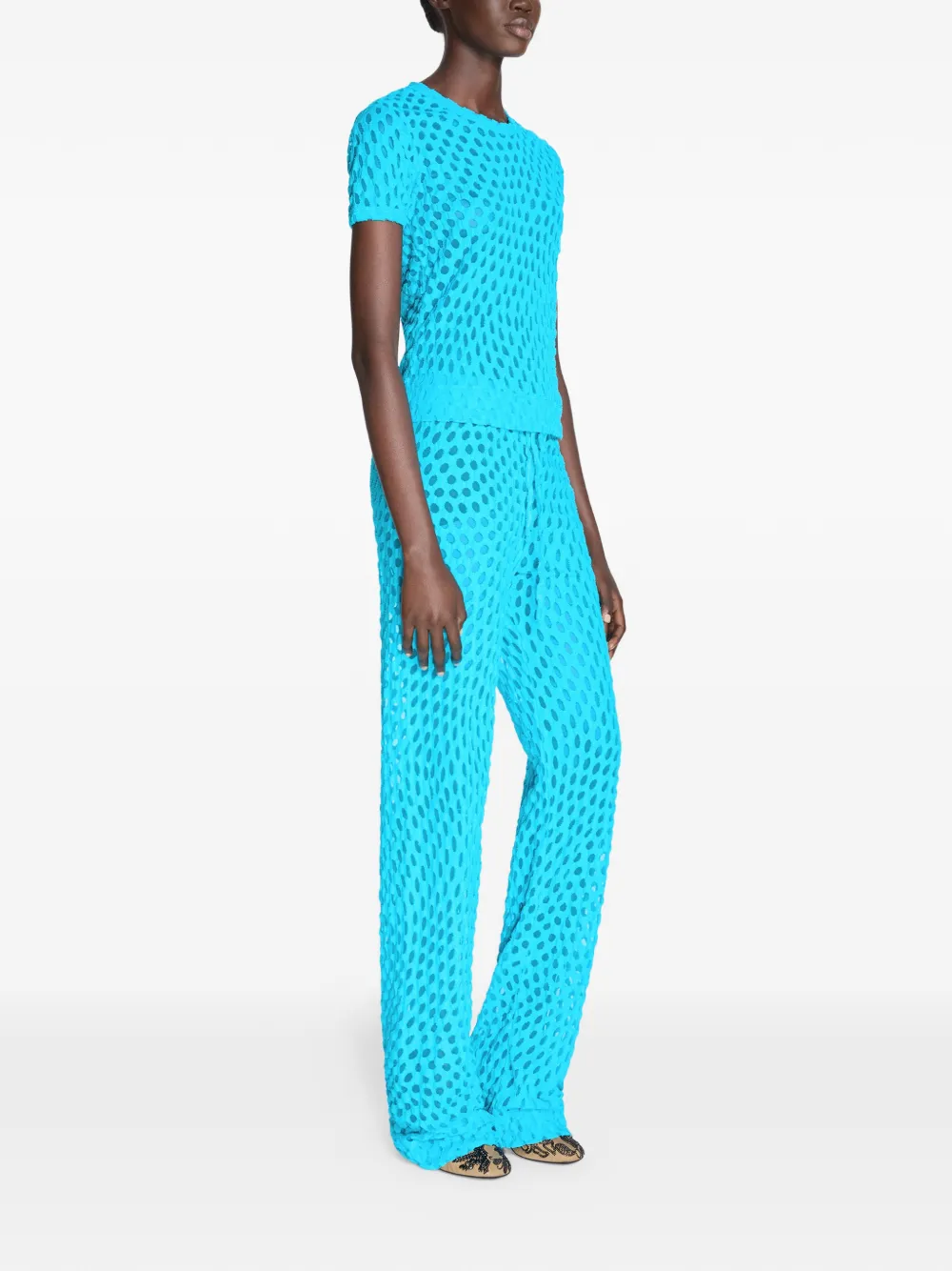 DRIES VAN NOTEN Jersey broek met trekkoord Blauw