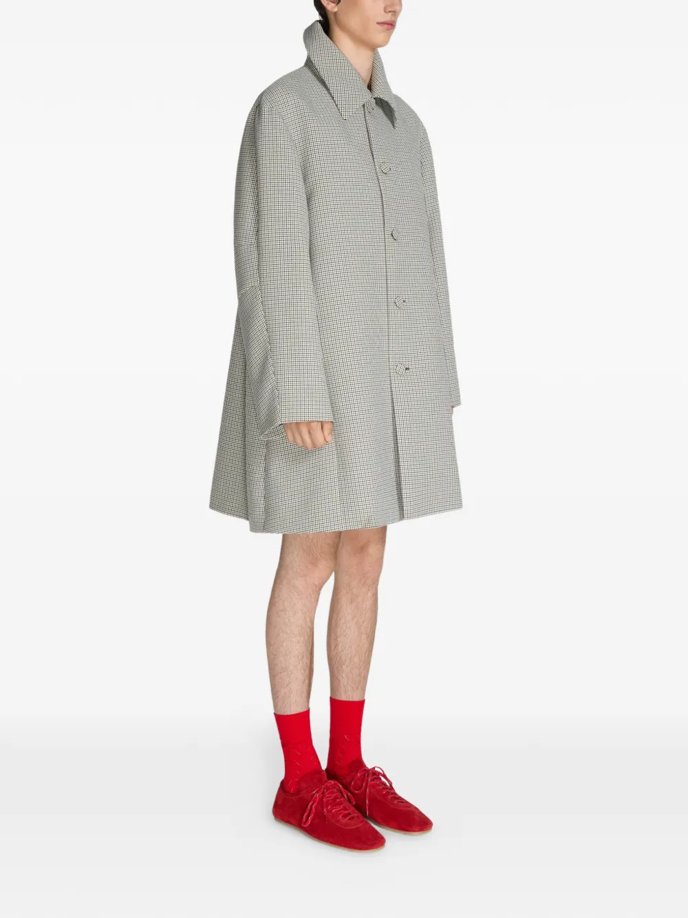  Dries Van Noten Manteau à Carreaux Vichy - Gris 