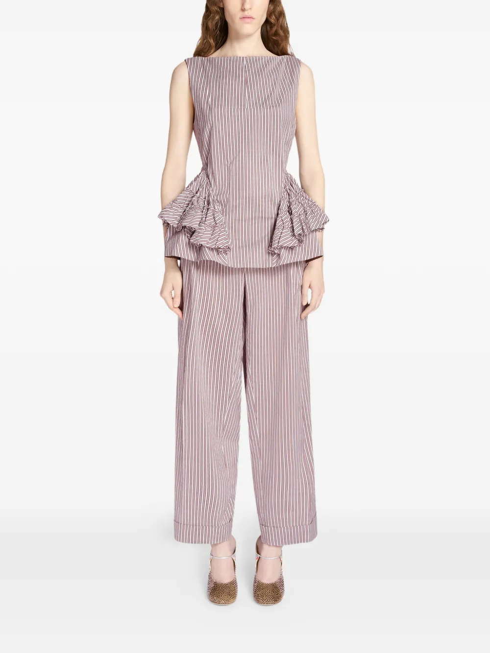 pleated striped trousers