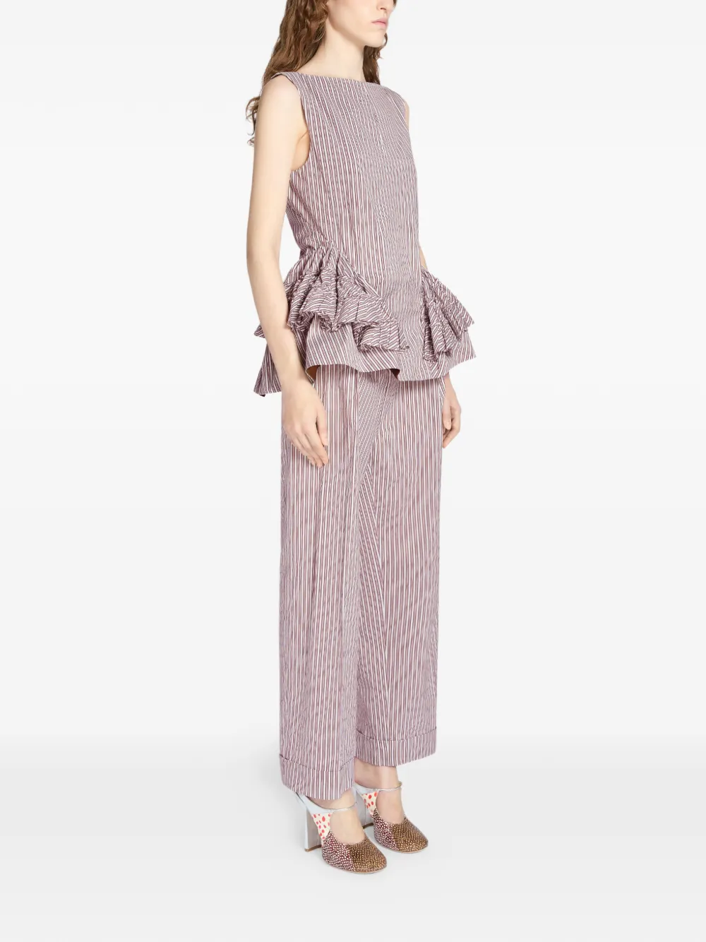 pleated striped trousers