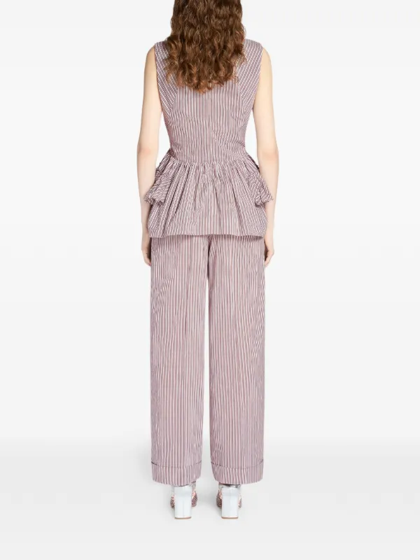 DRIES VAN NOTEN Pleated Striped Trousers | White | FARFETCH CA