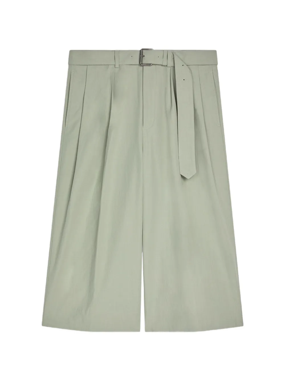 DRIES VAN NOTEN belted cotton poplin shorts - Verde