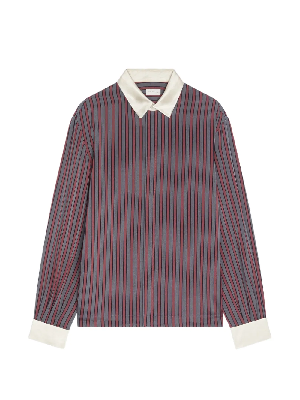 DRIES VAN NOTEN contrast striped shirt - Grigio
