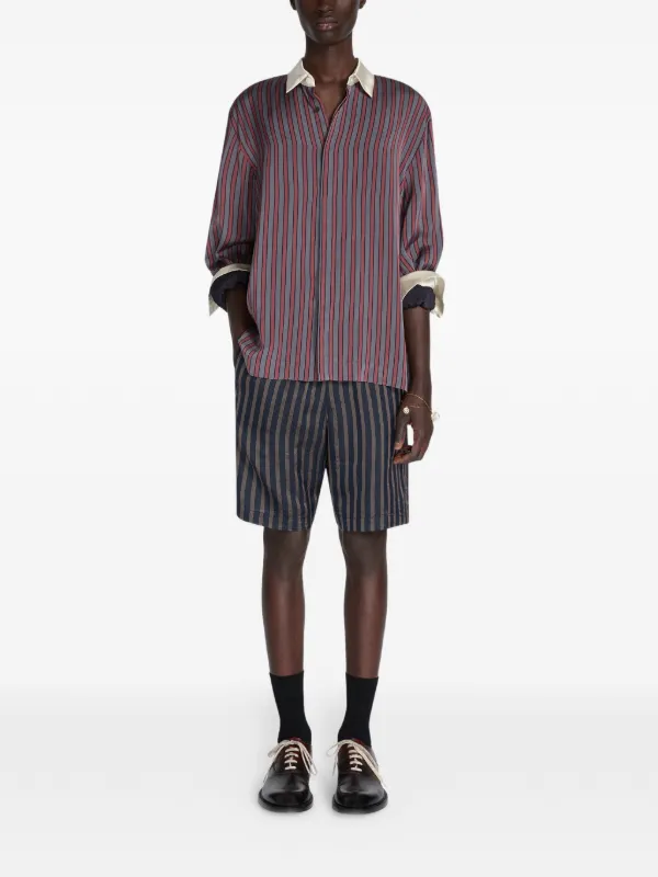 DRIES VAN NOTEN コントラスト ストライプ シャツ | グレー | FARFETCH JP