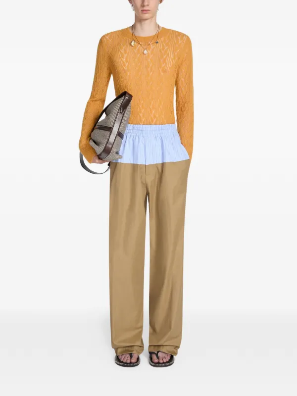 DRIES VAN NOTEN コントラストウエスト パンツ | ブラウン | FARFETCH JP