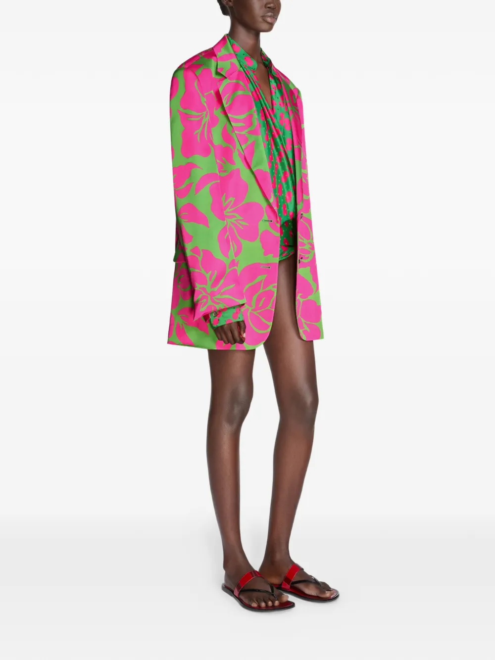 DRIES VAN NOTEN Oversized satijnen blazer Groen