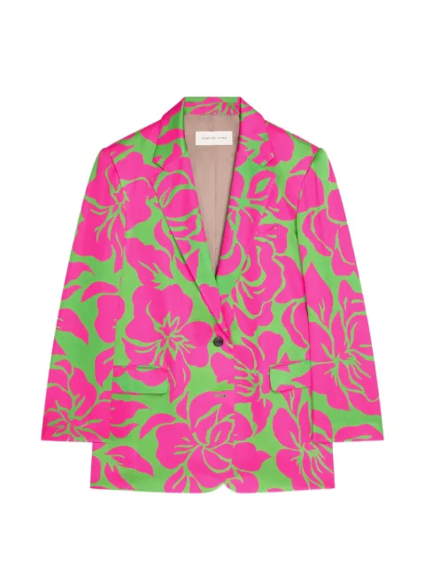 DRIES VAN NOTEN oversized floral satin blazer