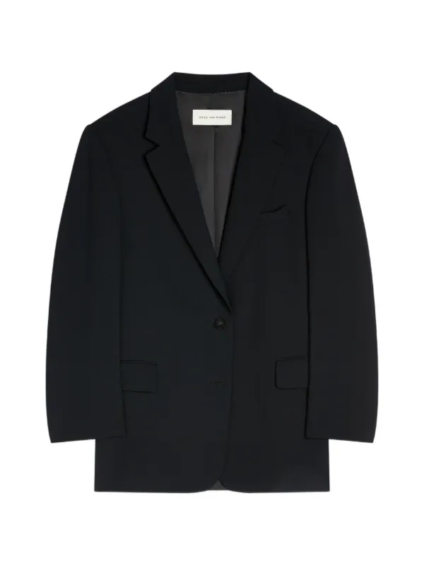 Dries Van Noten Oversized Crepe Blazer in Black