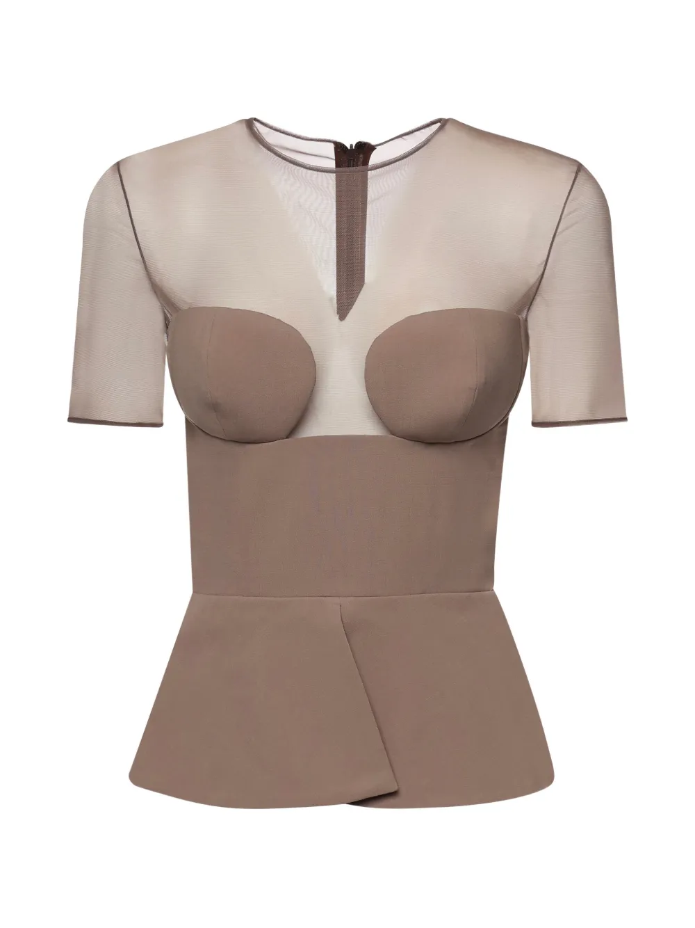 Nensi Dojaka peplum panelled blouse - Marrone