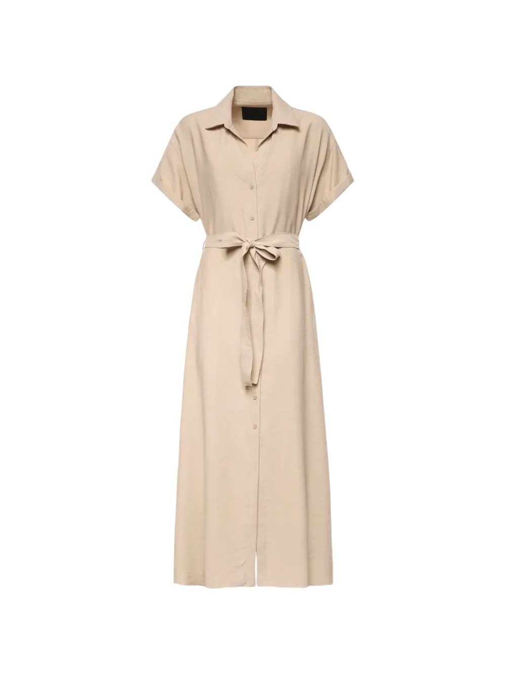 DONDUP gabardine belted maxi dress - Toni neutri