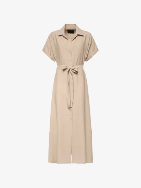 DONDUP robe longue en gabardine à taille ceinturée