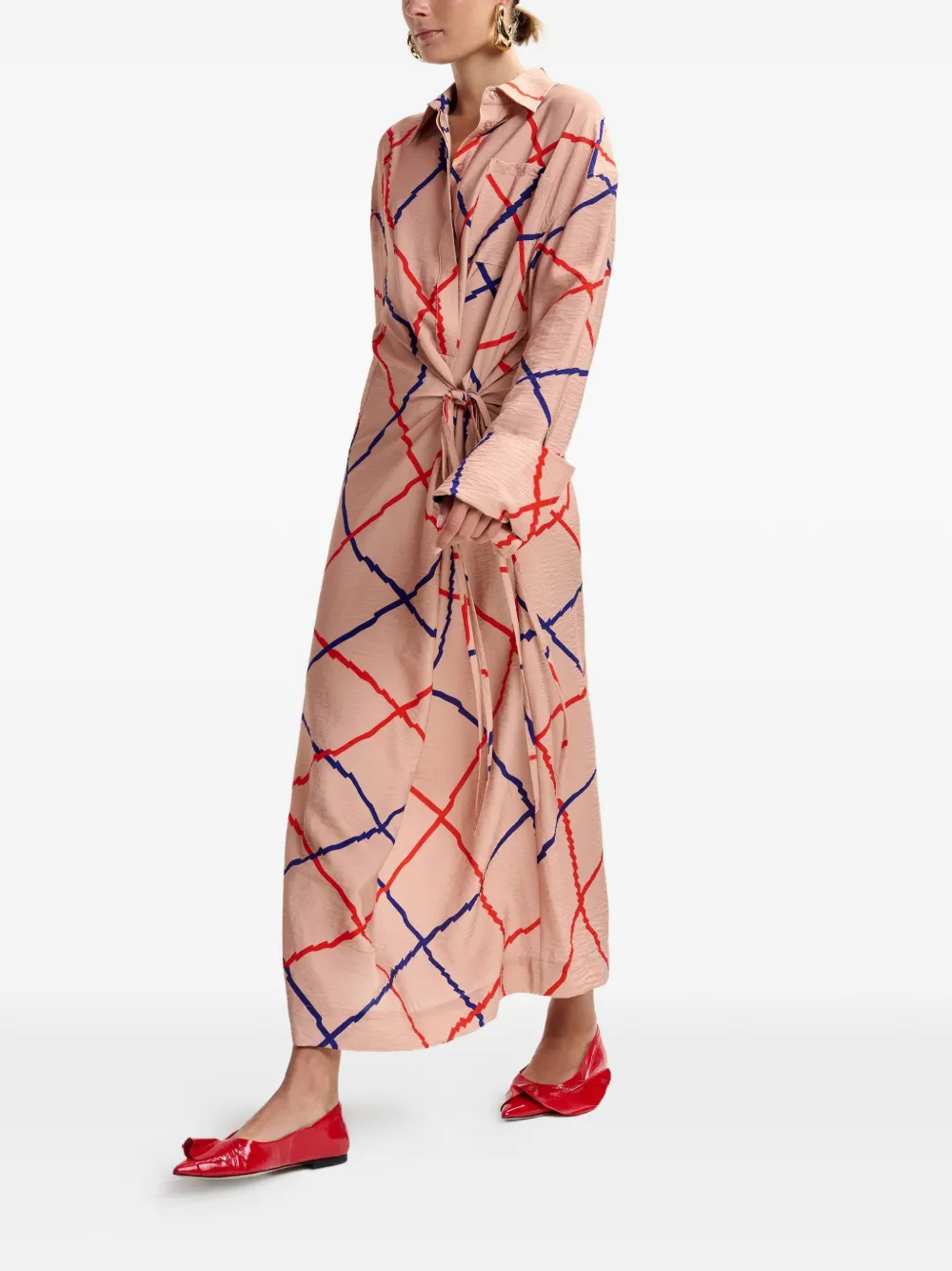 Essentiel Antwerp Geruite maxi-jurk Roze