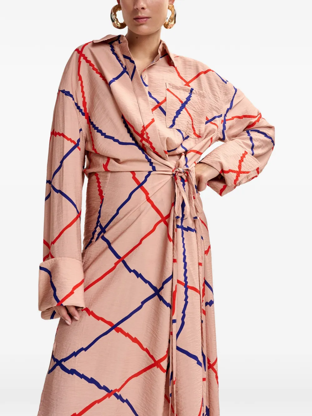 Essentiel Antwerp Geruite maxi-jurk Roze