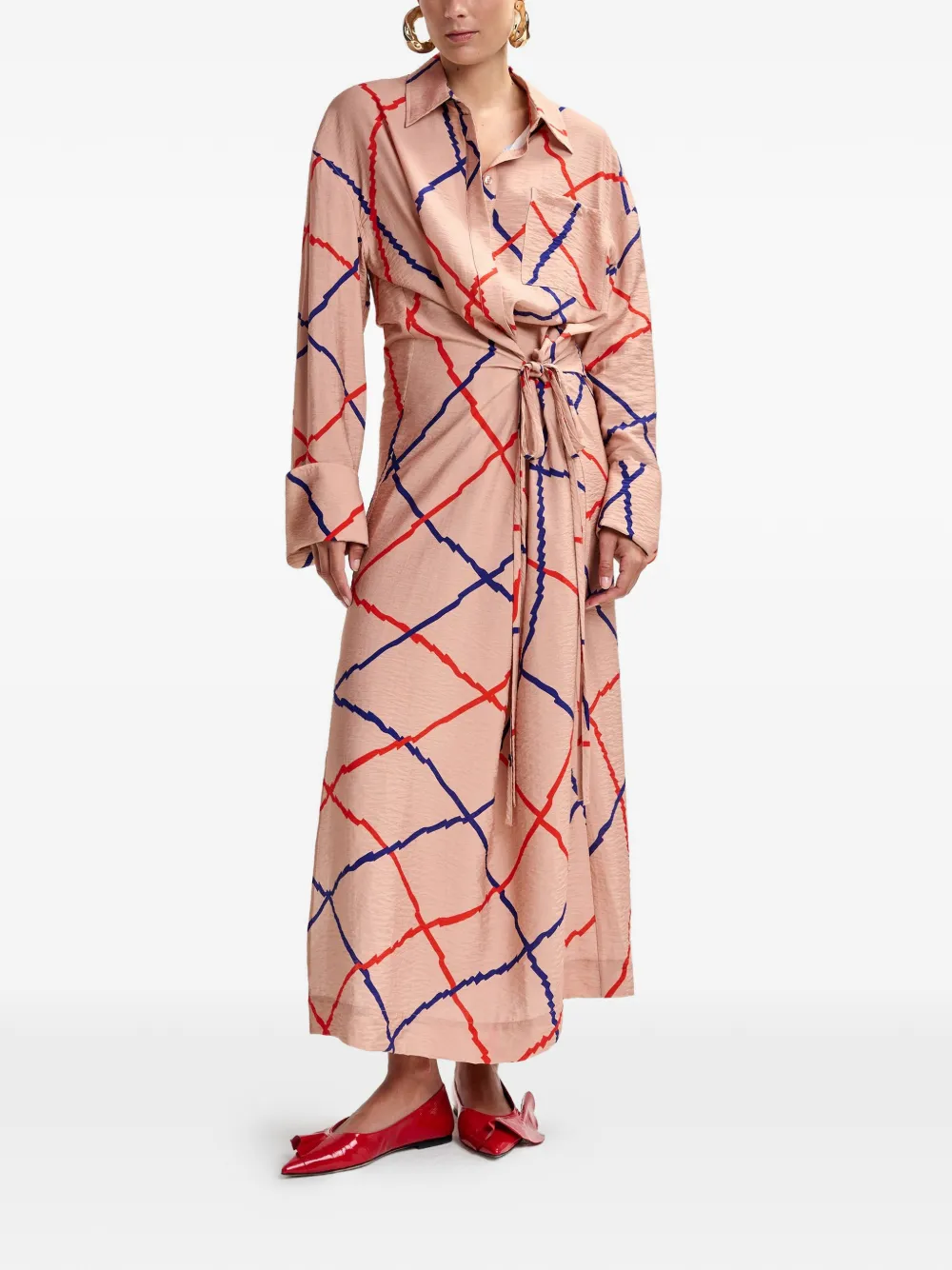 Essentiel Antwerp Geruite maxi-jurk Roze