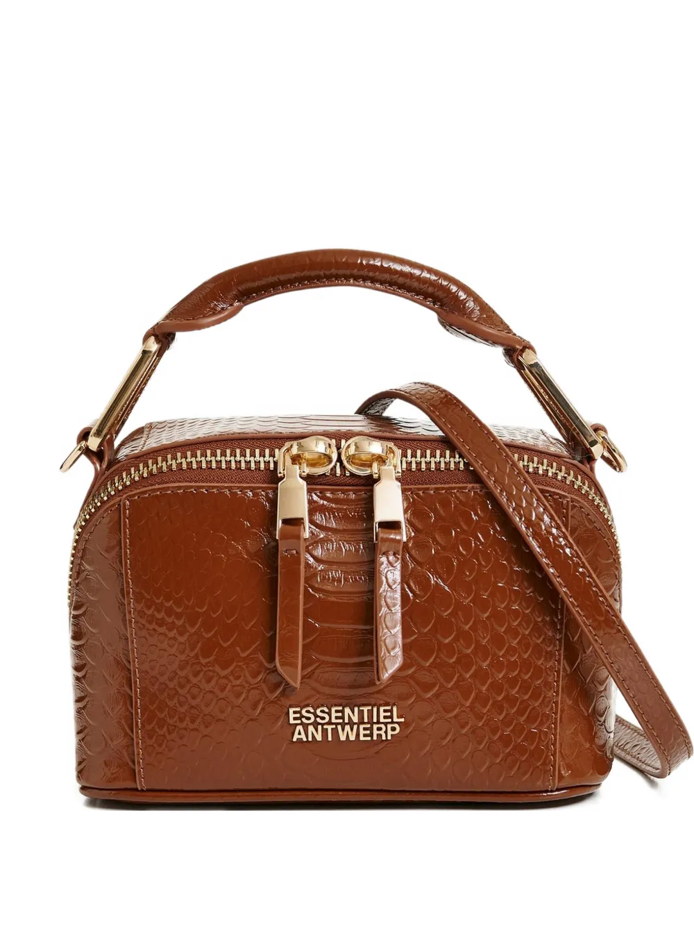 Essentiel Antwerp Bobbi croco-effect shoulder bag - Marrone