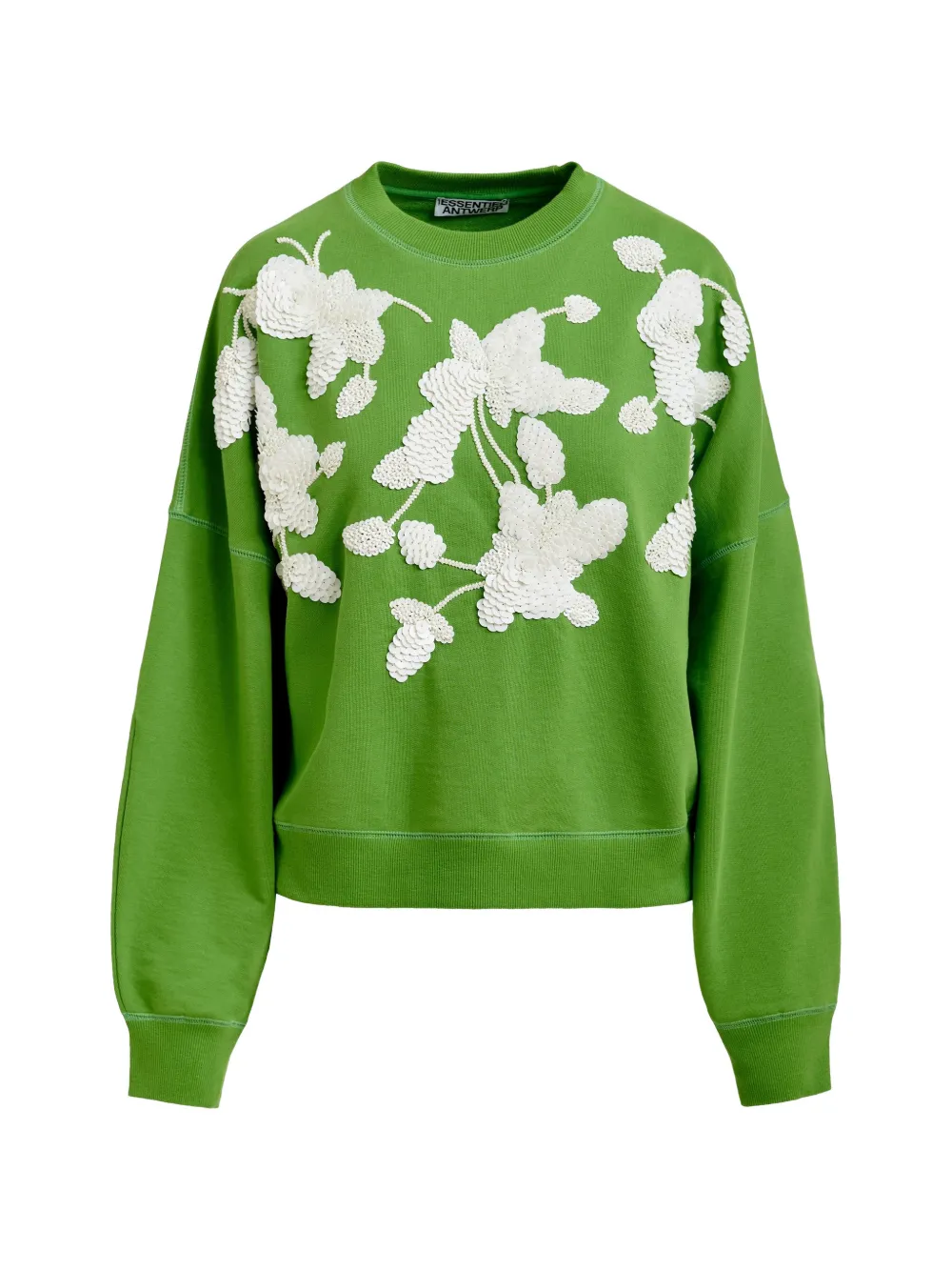 Essentiel Antwerp Pailletten-Sweatshirt mit Blumenmotiv - Grün