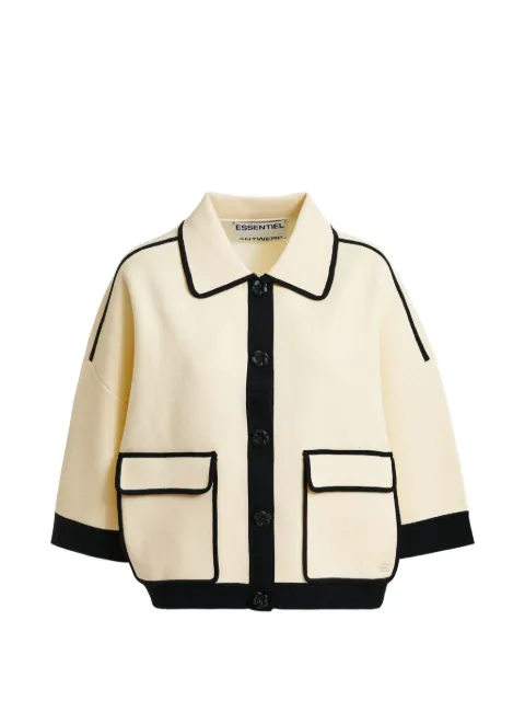 Essentiel Antwerp cardigan med blomstrede knapper og kontrastkant