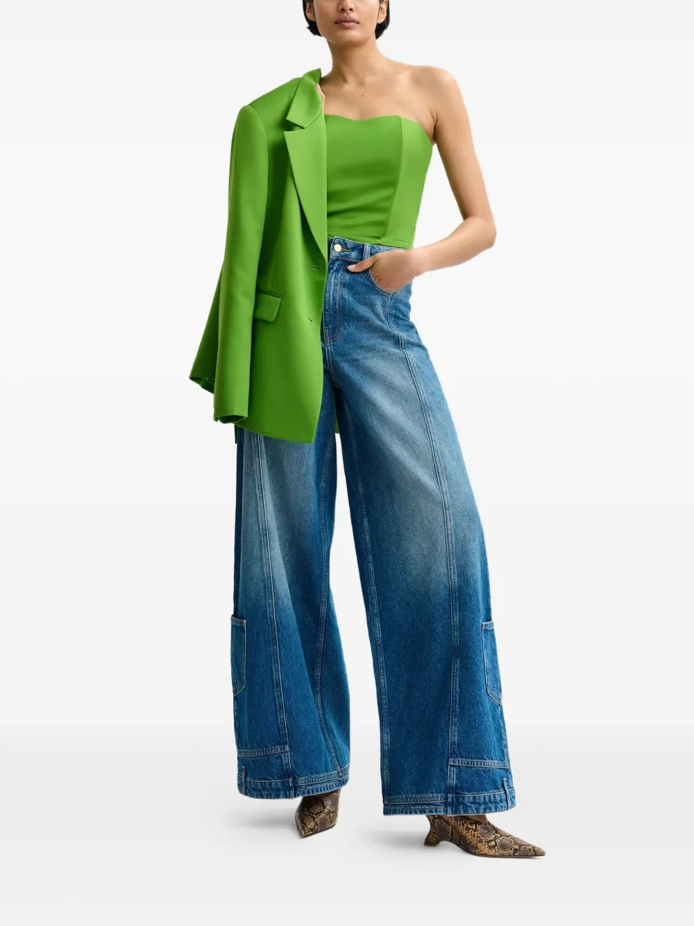  Essentiel Antwerp Smocked-back Tube Top - Green 