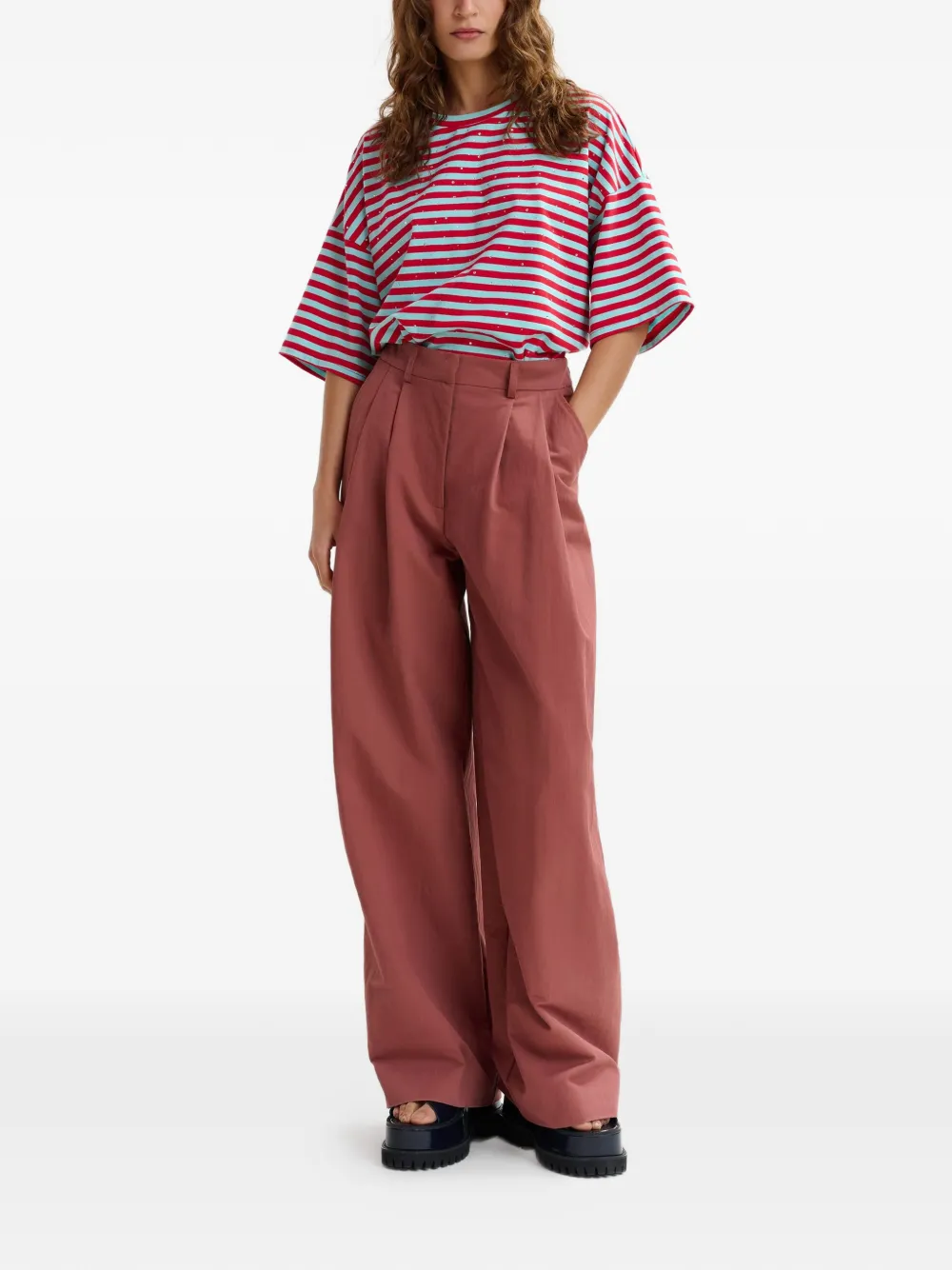  Essentiel Antwerp Pleated Trousers - Orange 